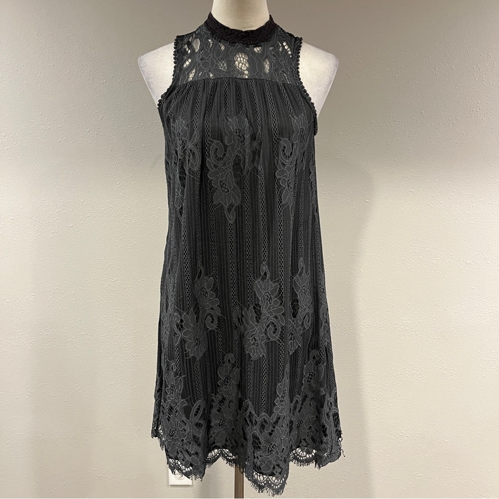 Maurices halter charcoal‎ color Lace mini Dress size small
